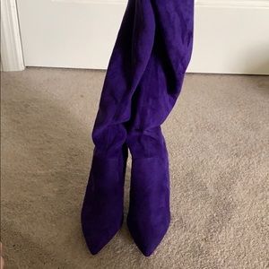 Purple Thigh High Heeled Boots
